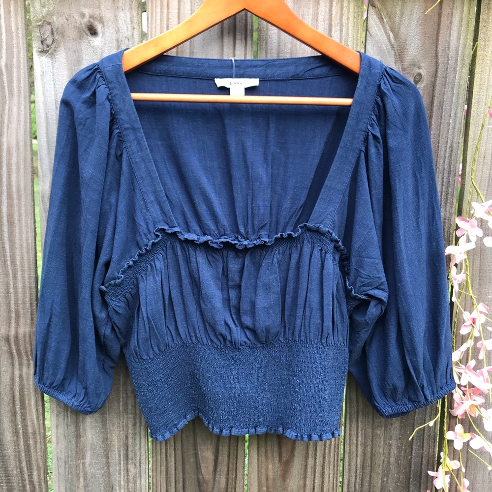 American eagle Puff Sleeve Square Neck Crop Top L